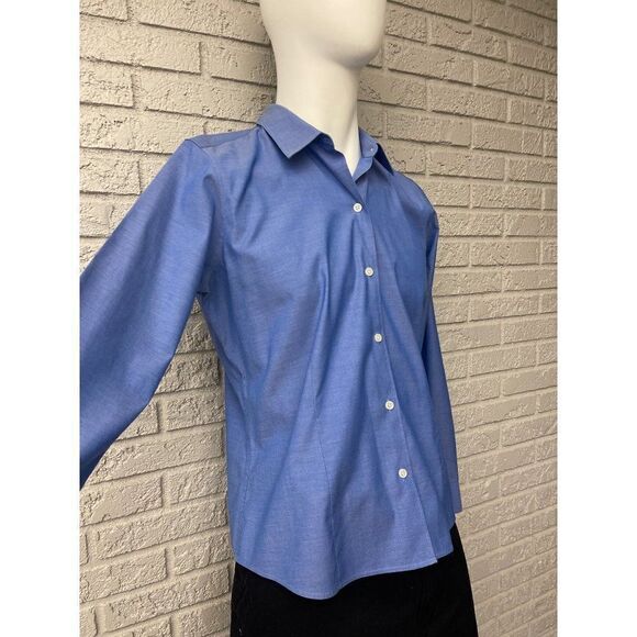 Eddie Bauer Blue Stretch Wrinkle Resistant Button Down Shirt Size L - Picture 2 of 6